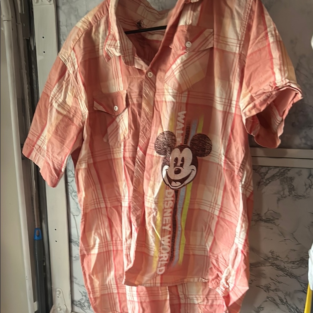 Disney Parks Pink Plaid Shirt